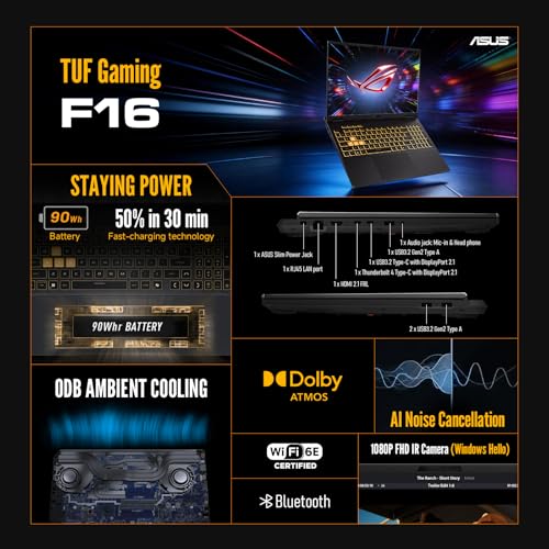 Image of ASUS TUF F16 Gaming Laptop, Intel i7 14650HX Processor (Up to 5.2 GHz), NVIDIA GeForce RTX 5070, 16 inch WUXGA 165Hz LED, 64 GB DDR5, 8 TB SSD, Wi-Fi 6E, Large Bettery, Windows 11 Pro, w /Accessories