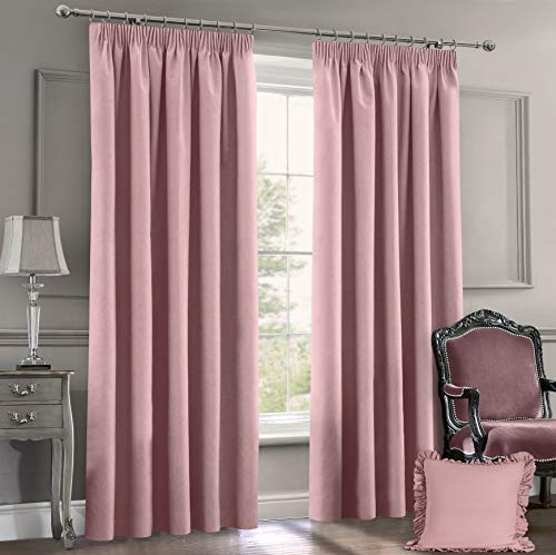 228,6 x 182,9 cm doublés Rideaux unis 100% coton thermique en satin de coton Rose poudré