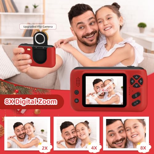 Image of Makolle Kids Camera Girls for 3 4 5 6 7 8 9 Years Old Girls,1080P HD Video Selfie Camera with SD Card Kids Digital Camera Toys for Boys Girls Birthday Gifts Red