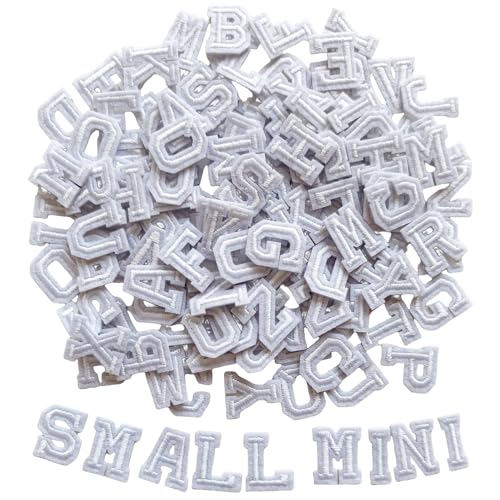 Zlettery 130pcs Iron on Letter Patches 0.7 inch, 5 Sets of 26 Embroidered Alphabet A-Z Patches for Clothing Jackets Hats Backpacks Jeans White