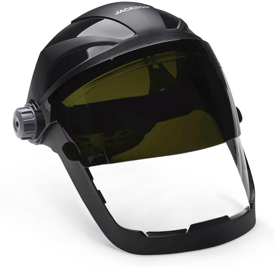 Jackson Safety QUAD 500 Face Shield - Anti-Fog Window with Chin Guard - ANSI Z87.1 & OSHA - (Multiple Styles & Headgears)