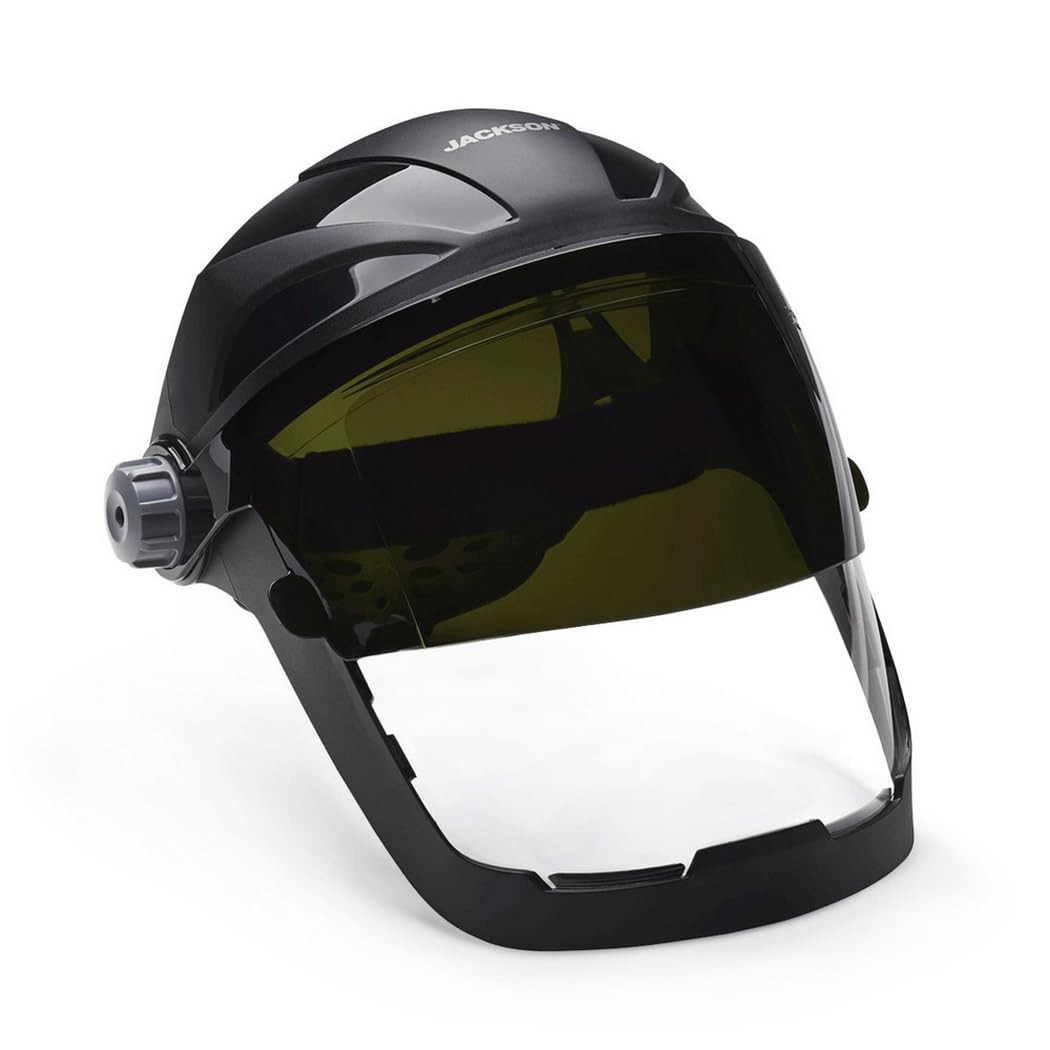 Jackson Safety QUAD 500 Face Shield - Anti-Fog Window with Chin Guard - ANSI Z87.1 & OSHA - (Multiple Styles & Headgears)