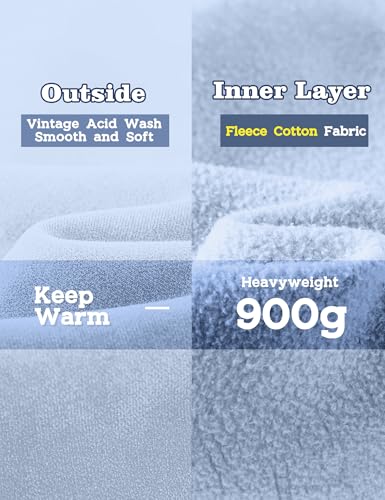 Image of FAIABLE Womens Oversized Acid Wash Hoodie Unisex Heavyweight Cotton Hoodies Fleece Vintage Washed Sweatshirt Women Men