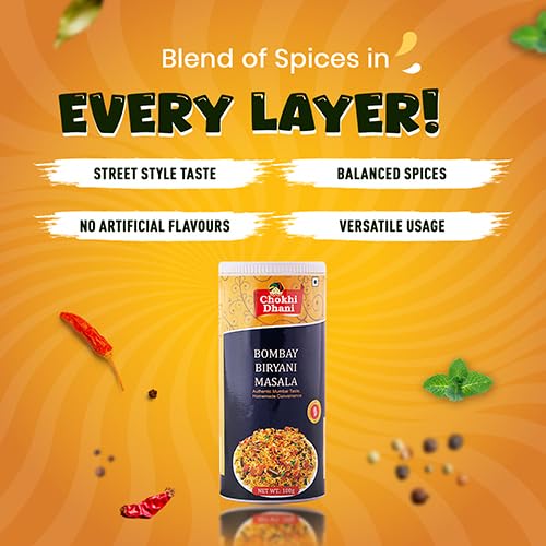 Image of Chokhi Dhani Bombay Biryani Masala 100g | Mumbai Style Dum Biryani Spice Mix | Aromatic Rice Masala for Veg & Chicken Biryani | Authentic Desi Flavour