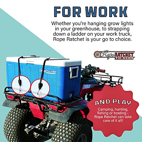 Rope Ratchet 10010 1/4 Inch 8 Feet Long Super Duty Adjustable Rope Clip Tie Down 150-Lb Capacity #TOP4