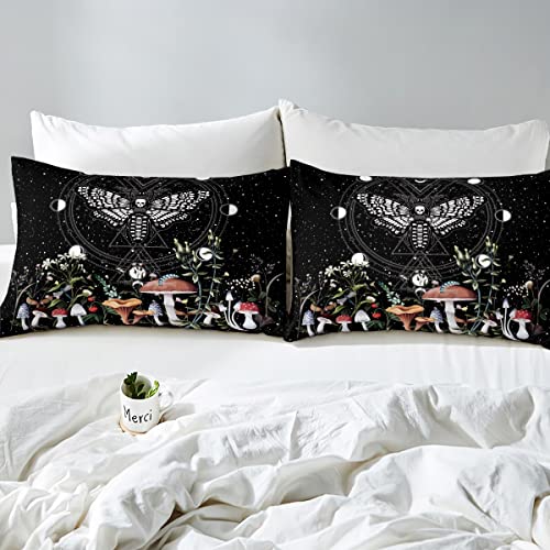 Boho Moth Bedding Duvet Cover Set Kids Bohemian Moon Sun Galaxy Bedding Set Boys Girls Wild Mushroom Floral Decor Comforter Cover Set Microfiber Eoxtic Bedspread Cover Bedroom Bedclothes Double Size - Image 4
