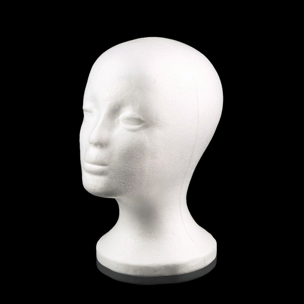 KIT 3 TESTA IN POLISTIROLO BIANCO ESPOSITORE PER PARRUCCA CAPPELLO CASCO