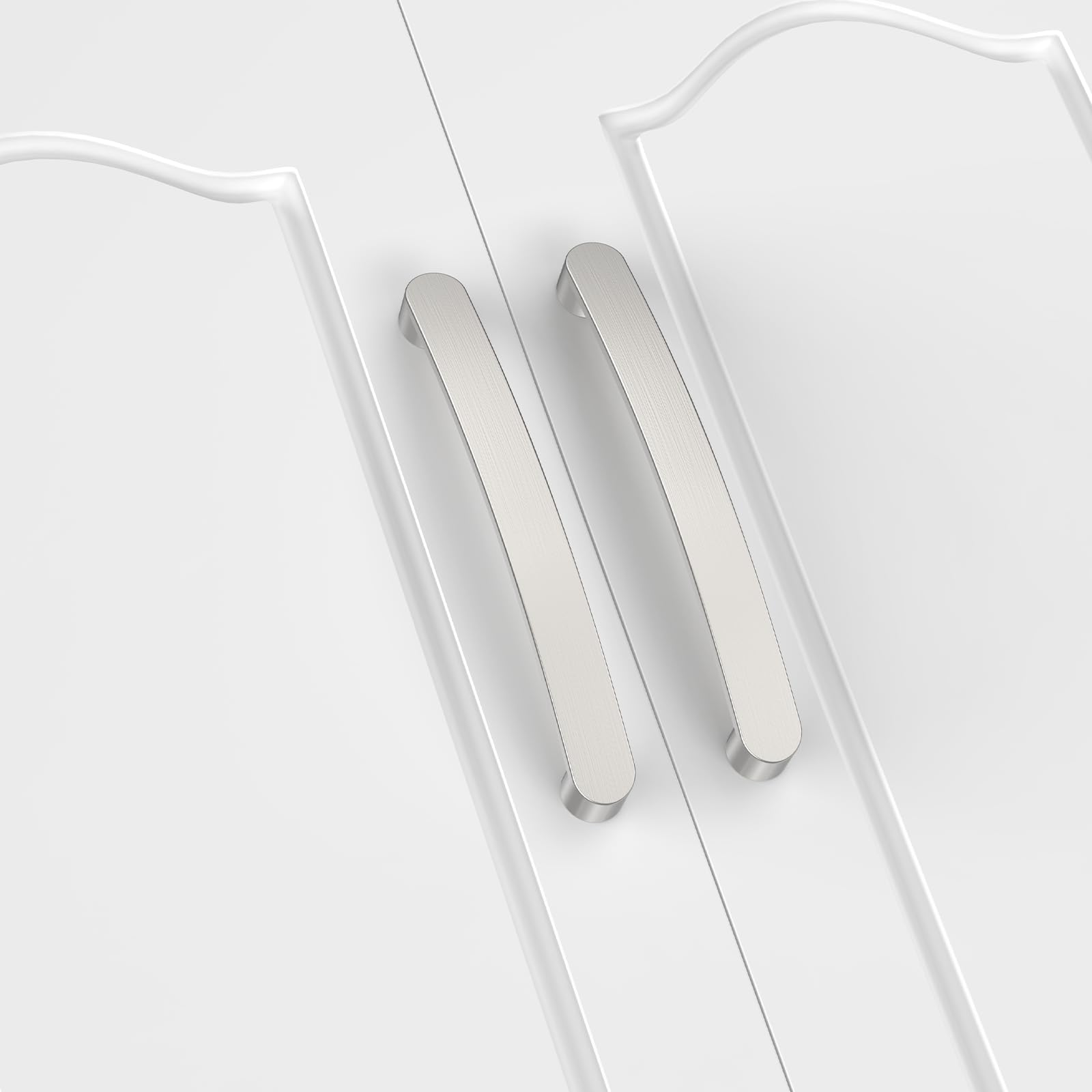 FURNIWARE 10 manijas para muebles, 160 mm, distancia entre orificios, para armarios, cocina, en níquel satinado cepillado, para muebles de cocina, armarios, cajones