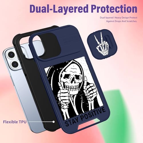 Image of Funermei (2in1 for iPhone 15 Pro Max Case for Women Girls Skull Cute Phone Cover Skeleton Gothic Scary Spooky Horror Design with Camera Cover Funda for Apple for iPhone 15 ProMax Cases 6.7 inch