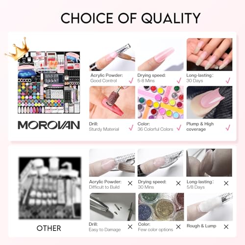 Morovan NO Acrylic Nail Kit With Everything: Starter Nail Kit Set Professional Acrylic thumb #7