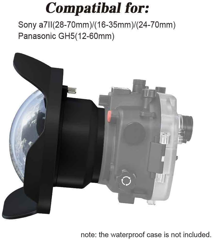 SeaFrogs Waterproof Housing Waterproof Case w/Vacuum Pump VPS-100 & 6 inch Wide Angle Dome Port Kit for Panasonic for Panasonic GH5 /GH5S/ GH5 II w/ 67mm Red Filter