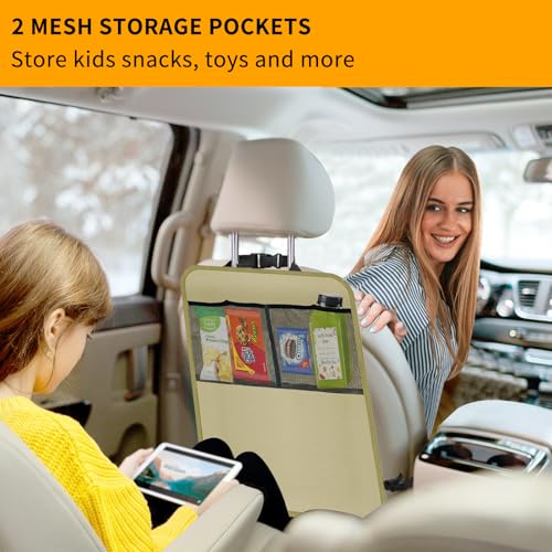 Image of 2 Pack Kick Mat Backseat Protector,Back Seat Cover for Kids Beige