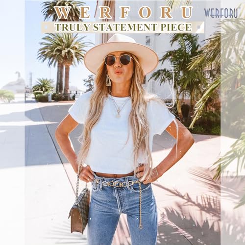 WERFORU Women Metal Link Body Chain Belt Ladies Waist Chain Belts for Jeans Dress3