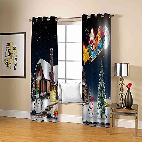 Rideau occultant à oeillets isolant et phonique décor moderne Igloo de Noël lot de 2