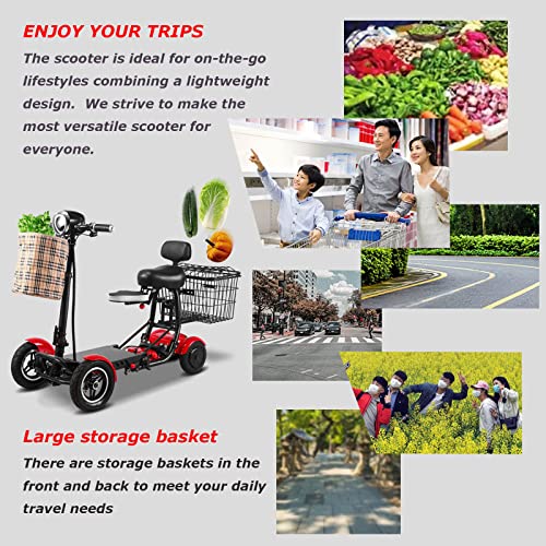 Foldable 4 Wheel Mobility Scooter, Portable Folding Electric Scooter With Charger And Storage Basket, Long Range Battery 15.6Ah-25 Mile Range,Blue #TOP1