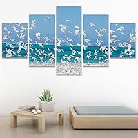SIGNWIN 5 Panel Canvas Wall Art Birds Butterfly Closeup Colorful Contemporary Home Office Modern Art Multicolor Photography for Home Decorations Ready to Hang - 60