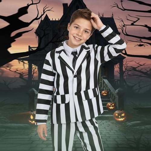Disfraz infantil Halloween rayas blanco y negro miniatura 6