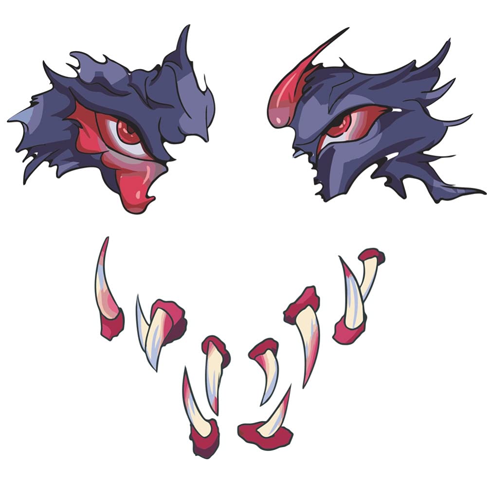 URMAGIC Halloween Red Monster Face Garage Door Decoration,Scary Purple Monster Face with Eyes Fangs Nostril Window Gateway Door Car Sticker Decor Halloween Party