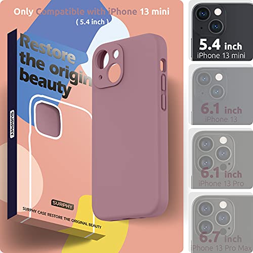 Surphy Compatible With Iphone 13 Mini Case With Screen Protector, (Camera Protection + Soft Microfiber Lining) Liquid Silicone Phone Case 5.4 Inch 2021, Lilac Purple #TOP1