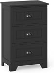 Giantex Nightstand with 3 Drawers, Bedside Table with Exquisite Metal Handles, Accent Table Sofa Side Table with Anti-toppling Device for Bedroom, Study, White