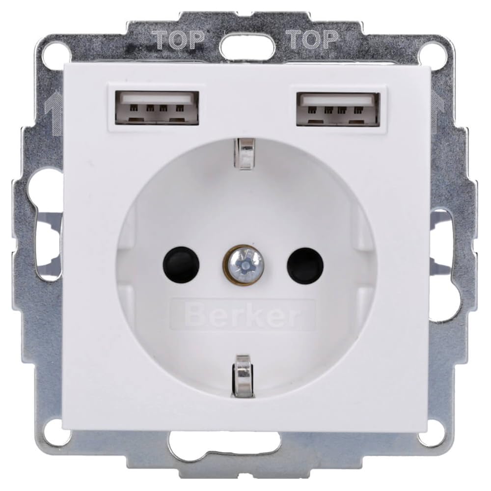 Berker Steckdose SCHUKO/USB 48038989 S.1, polarweiß gl. S.1 Steckdose 4011334510611