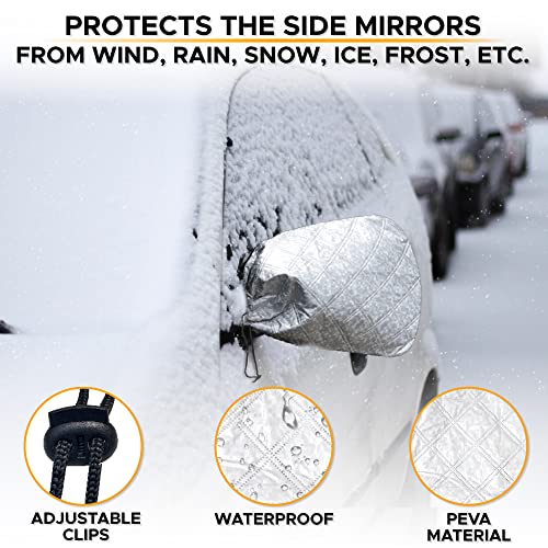Image of EcoNour Snow Cover with Side Mirror Cover + Wiper Cover | Four-Layered PEVA Windshield Frost Cover for for Any Weather with Sag-Proof | Durable Snow Mirror Cover and Wiper Cover | X-Large