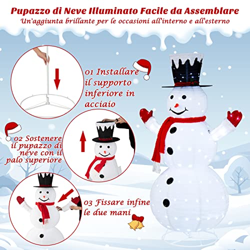 COSTWAY Pupazzo di Neve Natalizio 180 cm