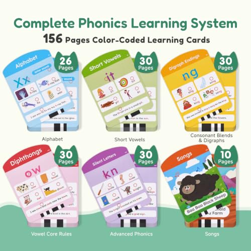Image of JoyCat Phonics Learning Tablet, 156 Pages Talking Flash Cards | Learn to Read with 5 Level Progress Phonic Educational Toy, Screen-Free Learning Tablet Birthday Gift for Boys Girls Ages 3-8
