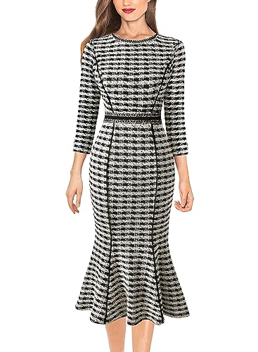 VFSHOW Womens Elegant Vintage Cocktail Business Office Mermaid Fitted Bodycon Midi Dress