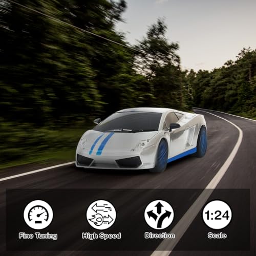 Image of Wembley Remote Control Car High Speed Mini 1:24 Scale Type-C USB Rechargeable Racing RC Cars for Kids Silver Blue