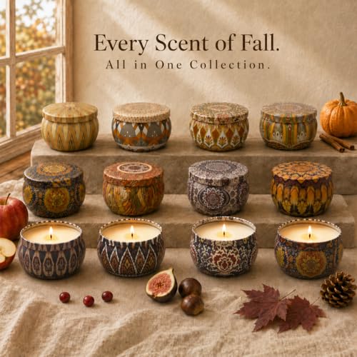 Image of Fall Scented Candles Gift Set, 12 Pack Soy Candles for Home, 2.5 oz Each