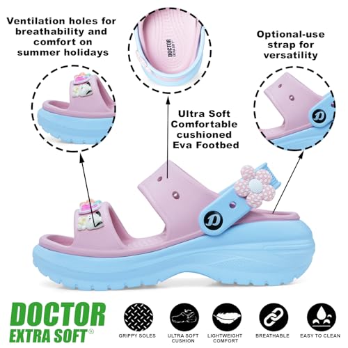 Image of DOCTOR EXTRA SOFT Women's Classic & Premium Casual Clogs /Sandals with Cute Charms for Adult | Comfortable & LightWeight| Stylish & Anti-Skid | Waterproof Everyday Cushion Slippers Girls /Ladies D-554
