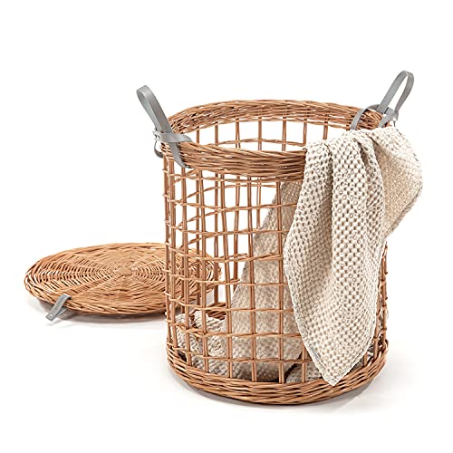 Panier en osier avec couvercle e-wicker24 boîte rangement coffre tressé - 5