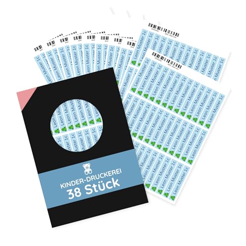 Personalisierte Namensetiketten/Namensaufkleber für Kinder 49x8 mm Matt/Wasserfest/für Schule/Kindergarten/Stiftaufkleber (38 Aufkleber)