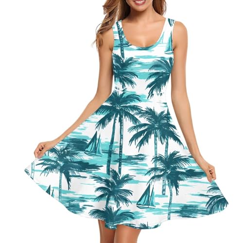 Image of Dreaweet Casual Sleeveless Dresses for Women Girls, Round Neck Tank Dresses with Pockets Summer Sundress Size XS-4XL