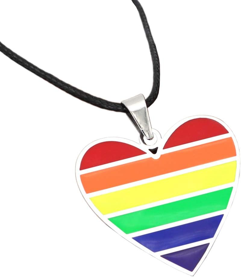 Heart Necklace Pendant Rainbow Jewelry 