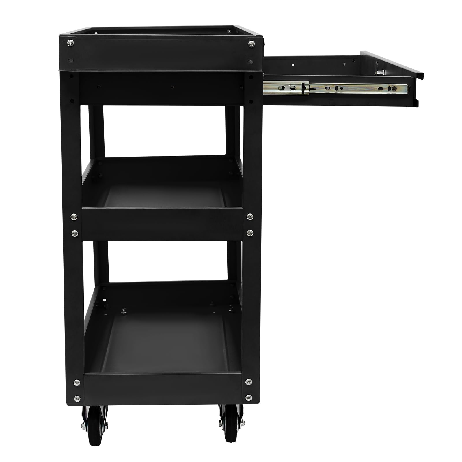 Carro de herramientas con ruedas y 3 plataformas de carga, con capacidad de carga hasta 150 kg, para todos los entornos, 76.3 x 35.3 x 83.5 cm, Negro HarBin-Star - Carro de herramientas