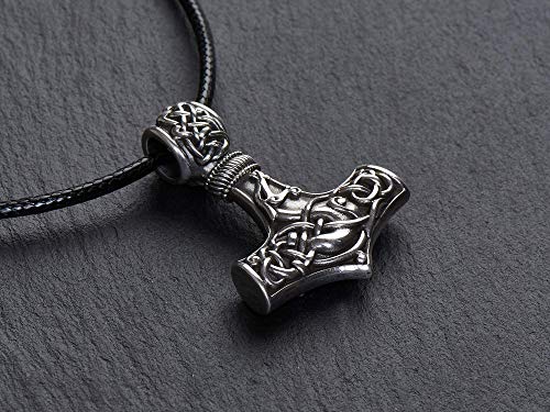925 Sterling Silver Viking Thors Hammer Necklace Pendant For Men Dragon Pendant Jewelry - Thor Necklace - Thor Gifts for Men - Viking Necklace for Men2