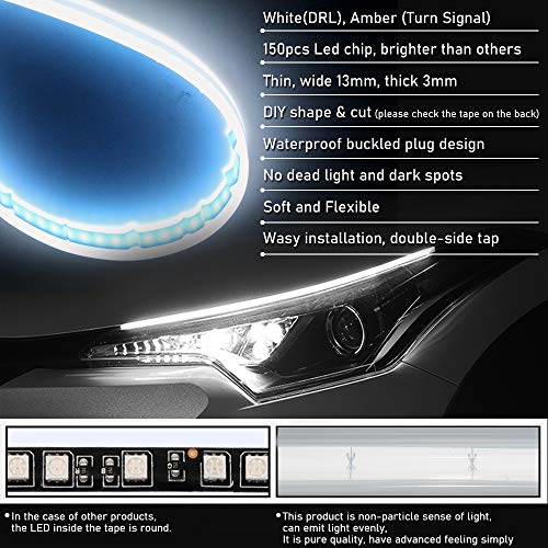 Opp Ulite Switchback Led Strip Light, Amber Turn Signal White Drl, 24 Inch Flexible Headlight Stirp Tube Lights (White Amber Wydt-60) #TOP5