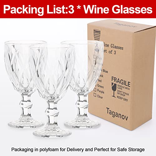 Taganov Clear Wine Glasses Set Of 3 Vintage Cups Glassware 10 Oz Colored Drinking Glasses Pretty Water Goblets For Wedding Party Copas Verdes #TOP6