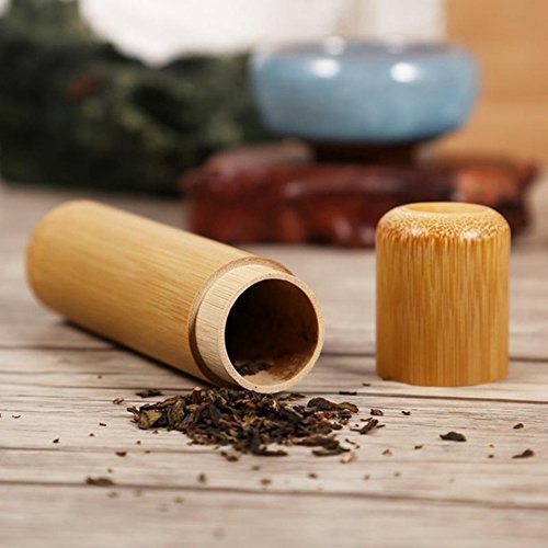 Multi Sizes Natural Bamboo Tea Storage Pot, Natural Eco-Friendly Portable Tea Box Caddy Candy Jar, Coffee Bean Tea Sugar Storage Box Seal Pot with Airtight Bamboo Lid