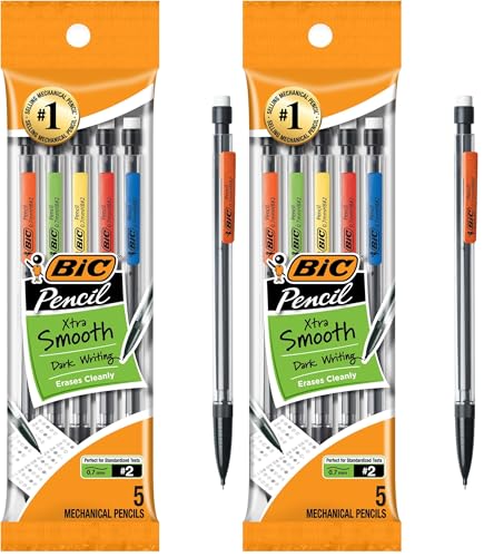 Image of BIC Xtra-Life Mechanical Pencil, Clear Barrel, Medium Point (0.7mm), 5-Count (Pack of 2)