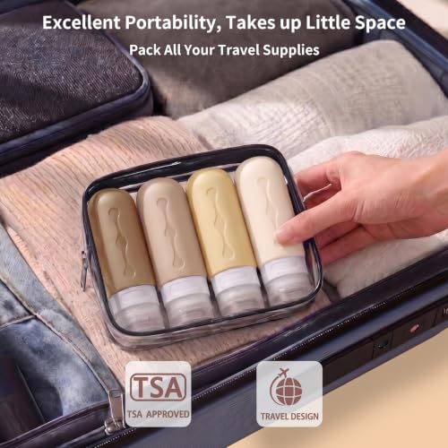 Image of Gemice Travel Bottles for Toiletries Tsa Approved Travel 3oz Size Containers BPA Free Leak Proof Travel Tubs Refillable Liquid Travel Accessories for Cometic Shampoo and Lotion Soap