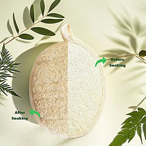 Luxcy Natural Loofah Exfoliating Body Scrubber, Dual-Sided Shower Loofah Sponge, Bath Shower Loofah Spong for Men and Women, Face and Body Bath Scrubber- 3 Count (1 Pack)