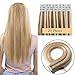 Produktbild Tape in Extensions Echthaar Haarverlängerung Klebeband Haarteil 100% Remy Human Haar (20 stück+10pcs free tapes) Honigblond/Hellblond #18p613 18"(45cm)