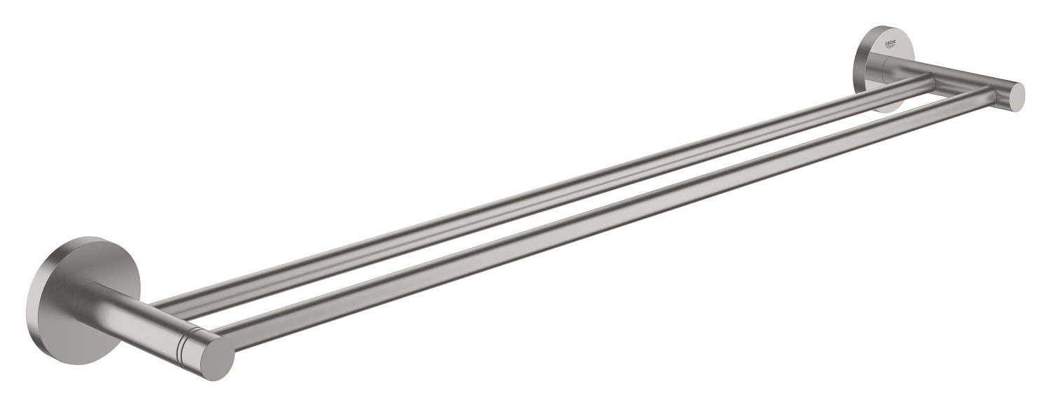 Grohe Supersteel Essentials Double Towel Rail (600Mm) German Engineered, Metal In Stainless Steel-Look And With Concealed Fastening 40802Dc1