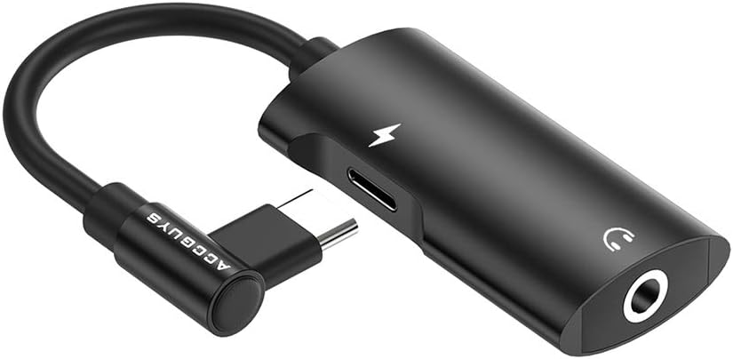 Accguys USB C to 3.5 mm Headphone Adapter, 2 in 1 Type c Jack Converter Dongle Support Audio + Charge for Motorola Moto Z, Motorola Moto Z Droid,Huawei Mate 10 Sony XZ2 and More(Black)