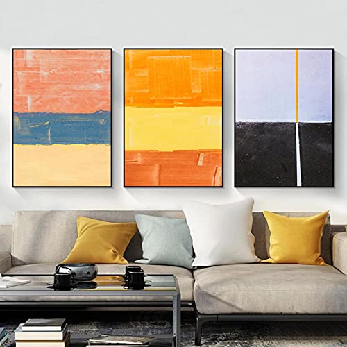 Impressions sur Toile Bloc Couleur Abstrait Classique Giclée 40x60 cm 3 pcs