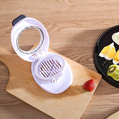 Egg Slicer For Hard Boiled Eggs,Easy To Cut Egg Into Slices, Wedge And Dices, Sturdy Abs Body With Stainless Steel Wires,Non-Slip Feet,Dishwasher Safe, Bpa Free(White) #TOP6