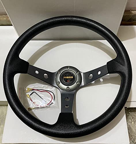 Image of AUTO MT - MOMO 14INCH DEEP Style Universal Steering Wheel for Sports Car Look Rally Race Off Road with BOSS KIT HUB Free (Grey MOMO 14 inch Steering Wheel with BOSS KIT HUB)